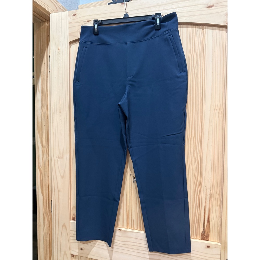 Athleta Brooklyn Ankle Pants Navy Blue Size 14 Tapered Travel Trousers Stretch
